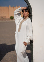 Load image into Gallery viewer, White Caftan with Gold
