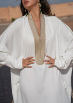 Load image into Gallery viewer, White Caftan with Gold

