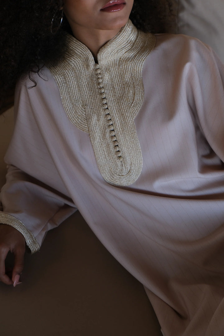 Velvet & Silk Moroccan Caftan – Golden Trim