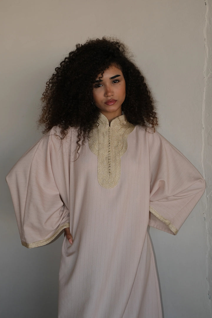 Velvet & Silk Moroccan Caftan – Golden Trim
