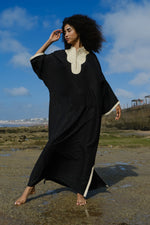 Load image into Gallery viewer, Velvet &amp; Silk Moroccan Caftan – Golden Trim
