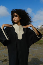 Load image into Gallery viewer, Velvet &amp; Silk Moroccan Caftan – Golden Trim
