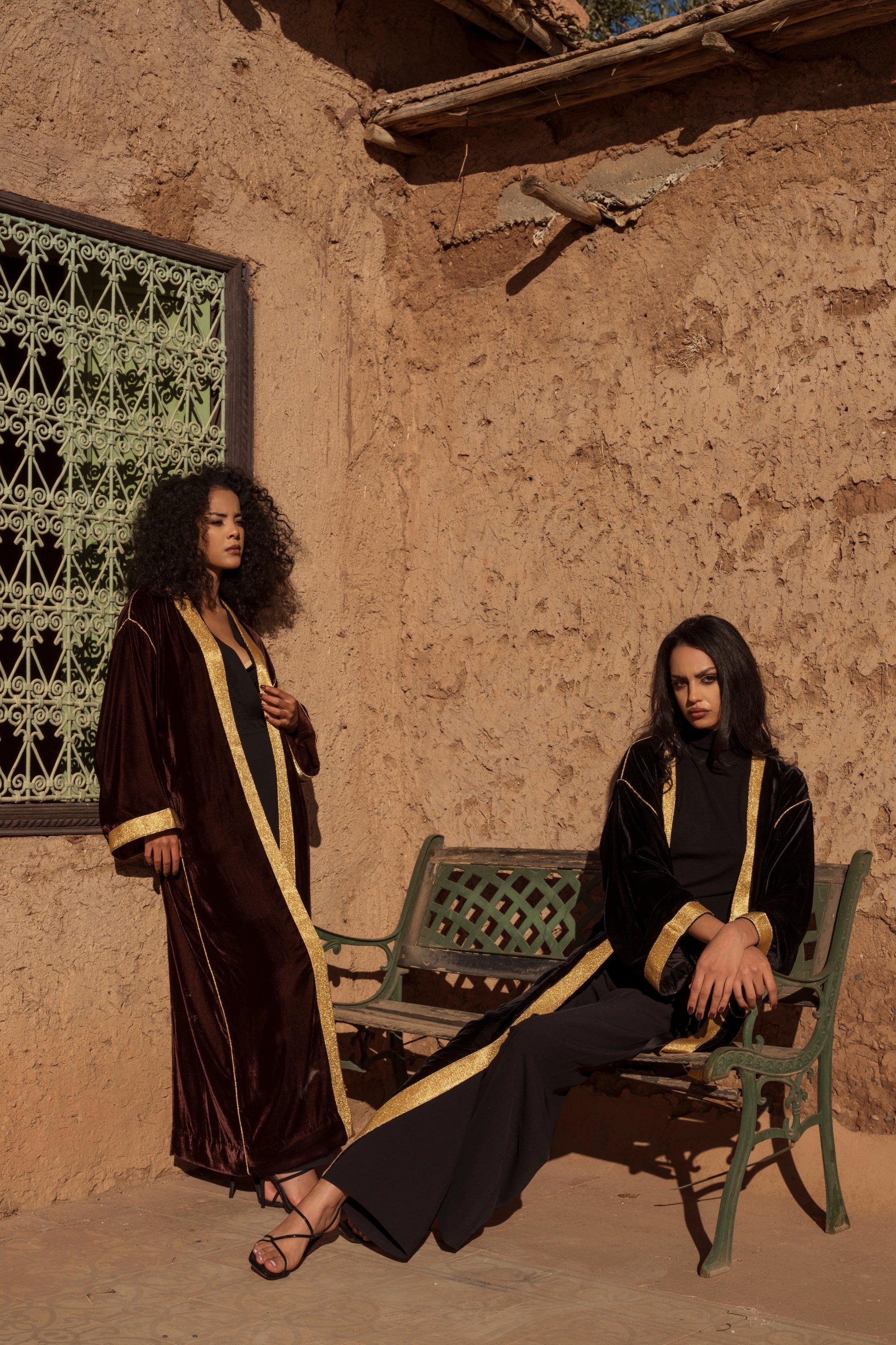 Gold Brown Velvet Kimono