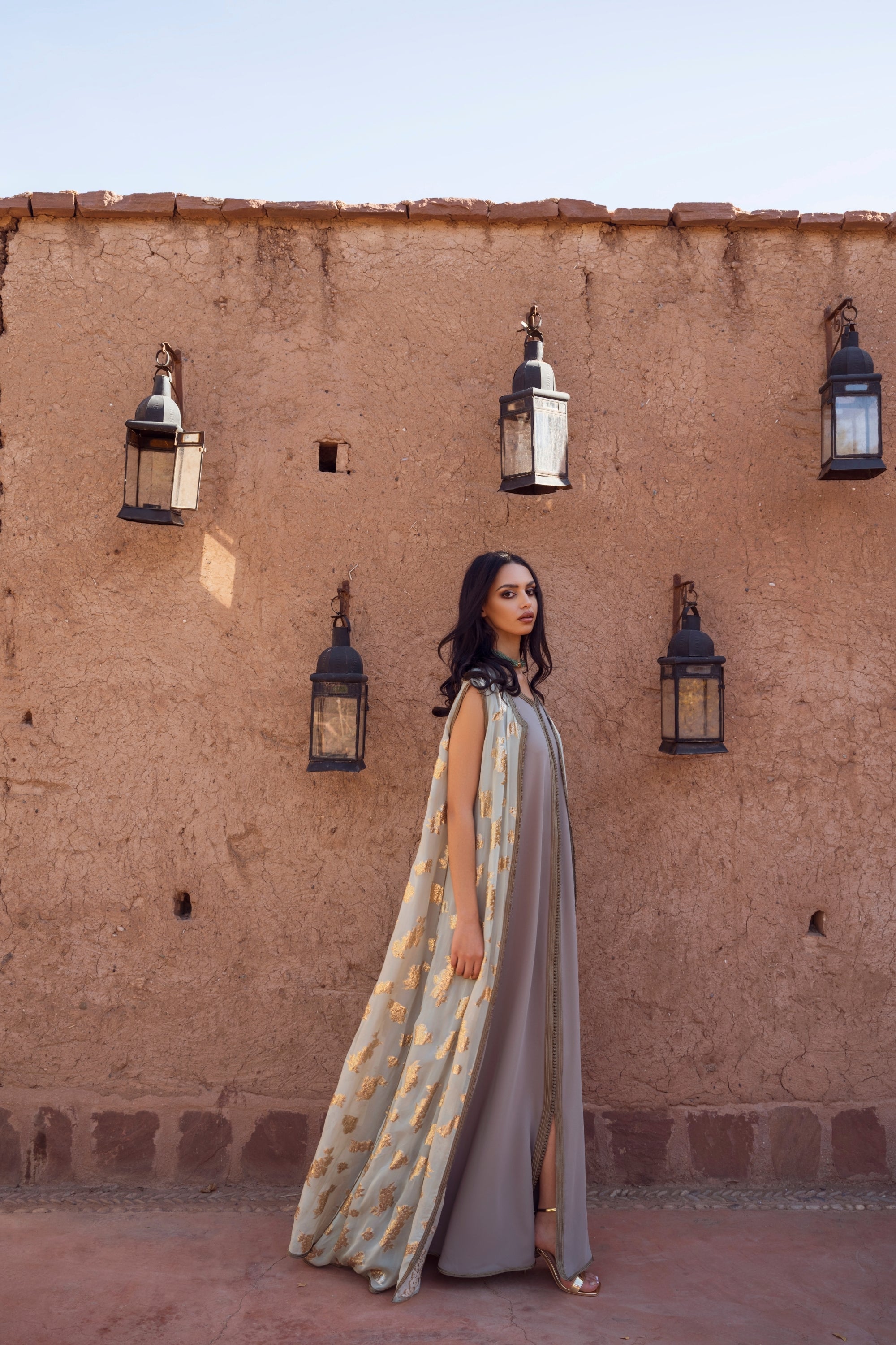 Mint & Gold Tlija Two-Piece Caftan Set