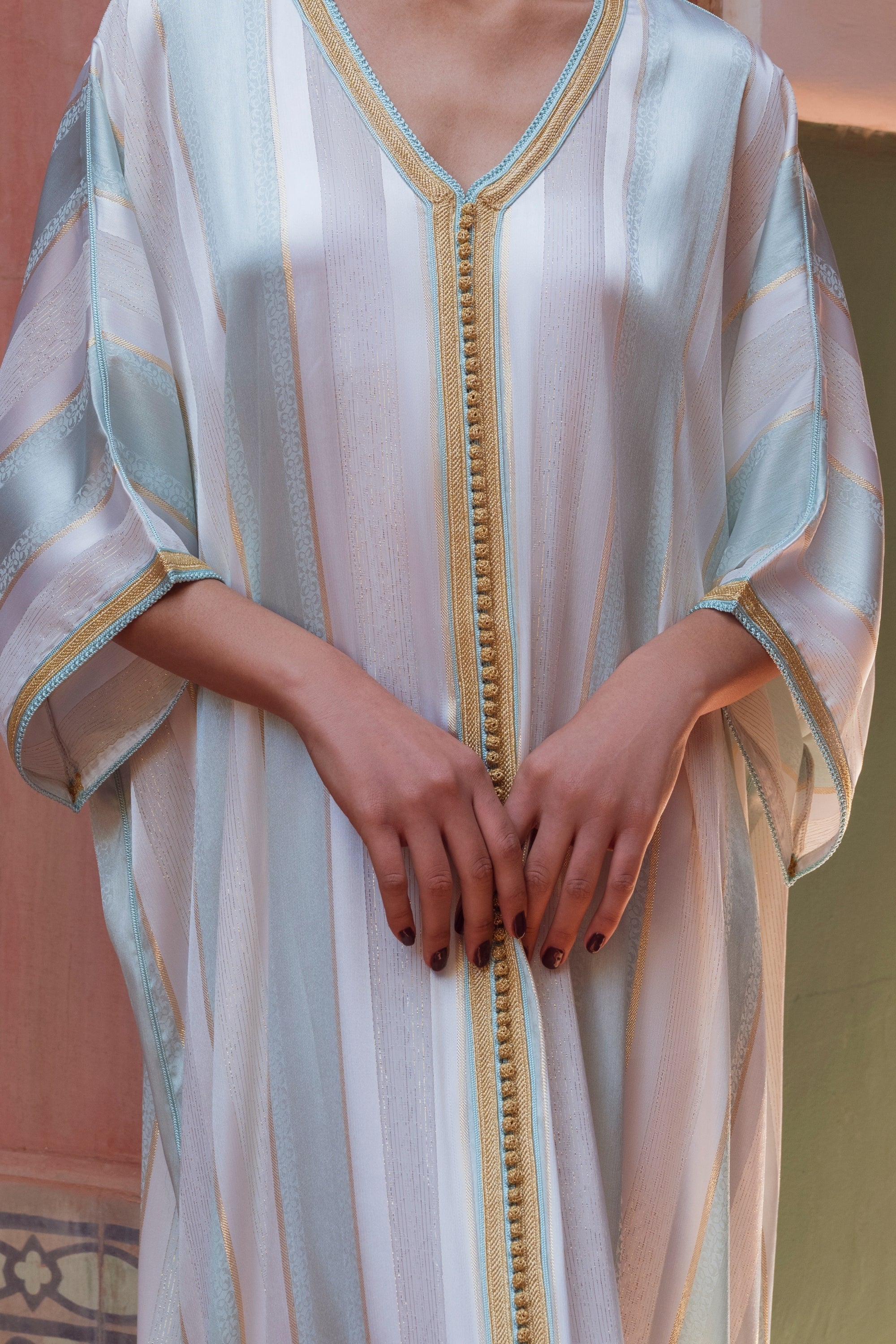Oasis Green & White Jawhara Gandoura