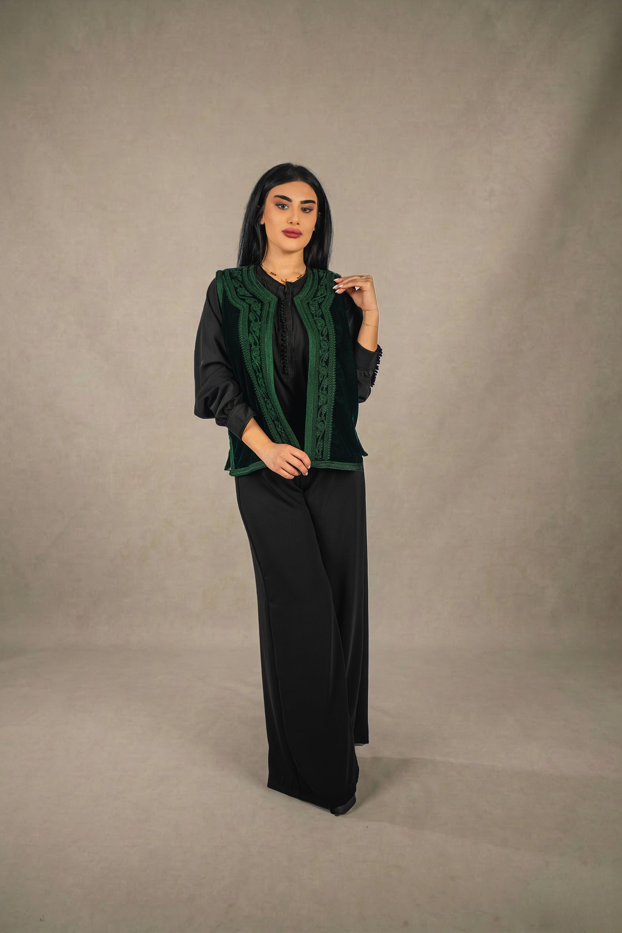 Forest Green Mini Open Gilet