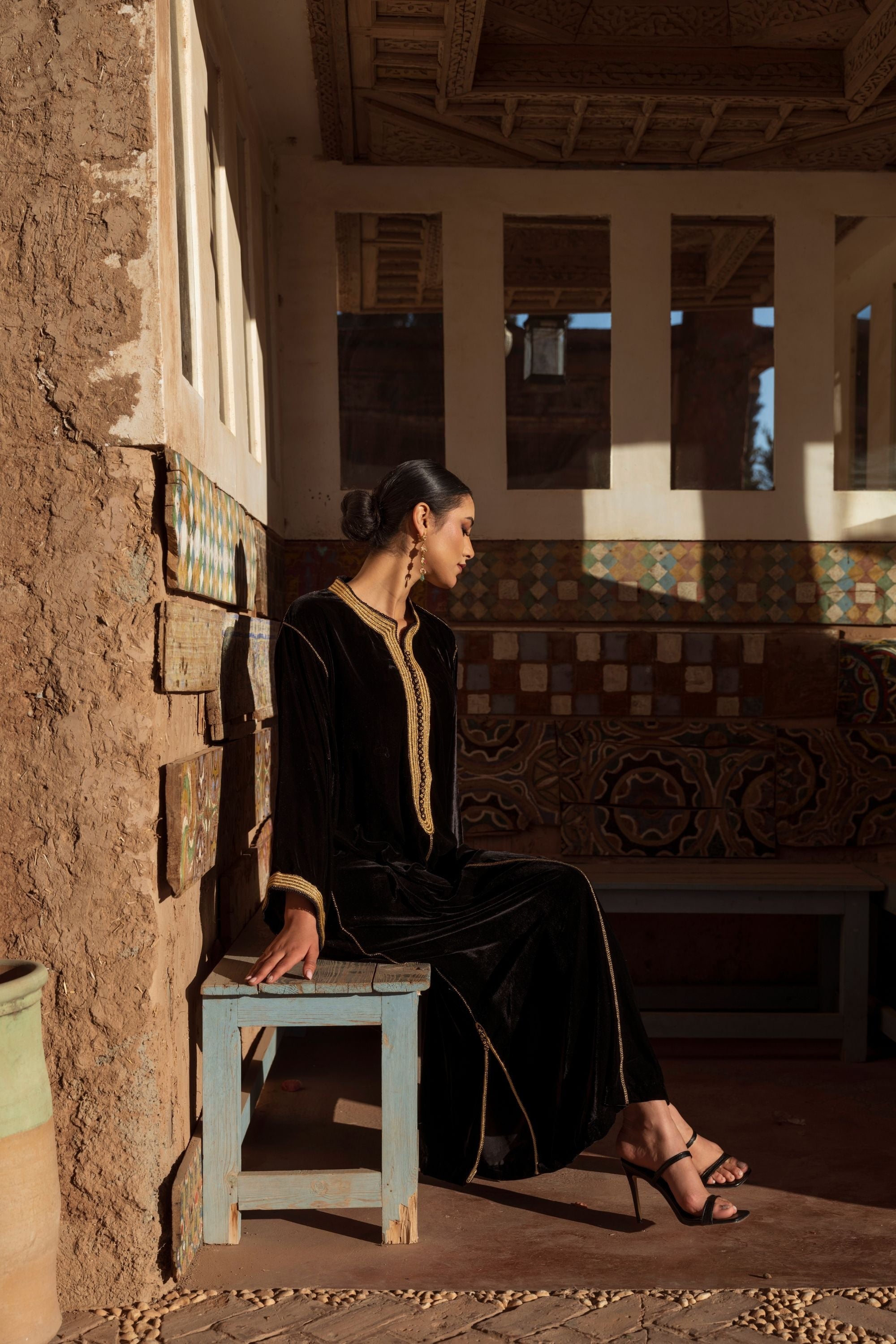 Midnight Noir and Gold Caftan