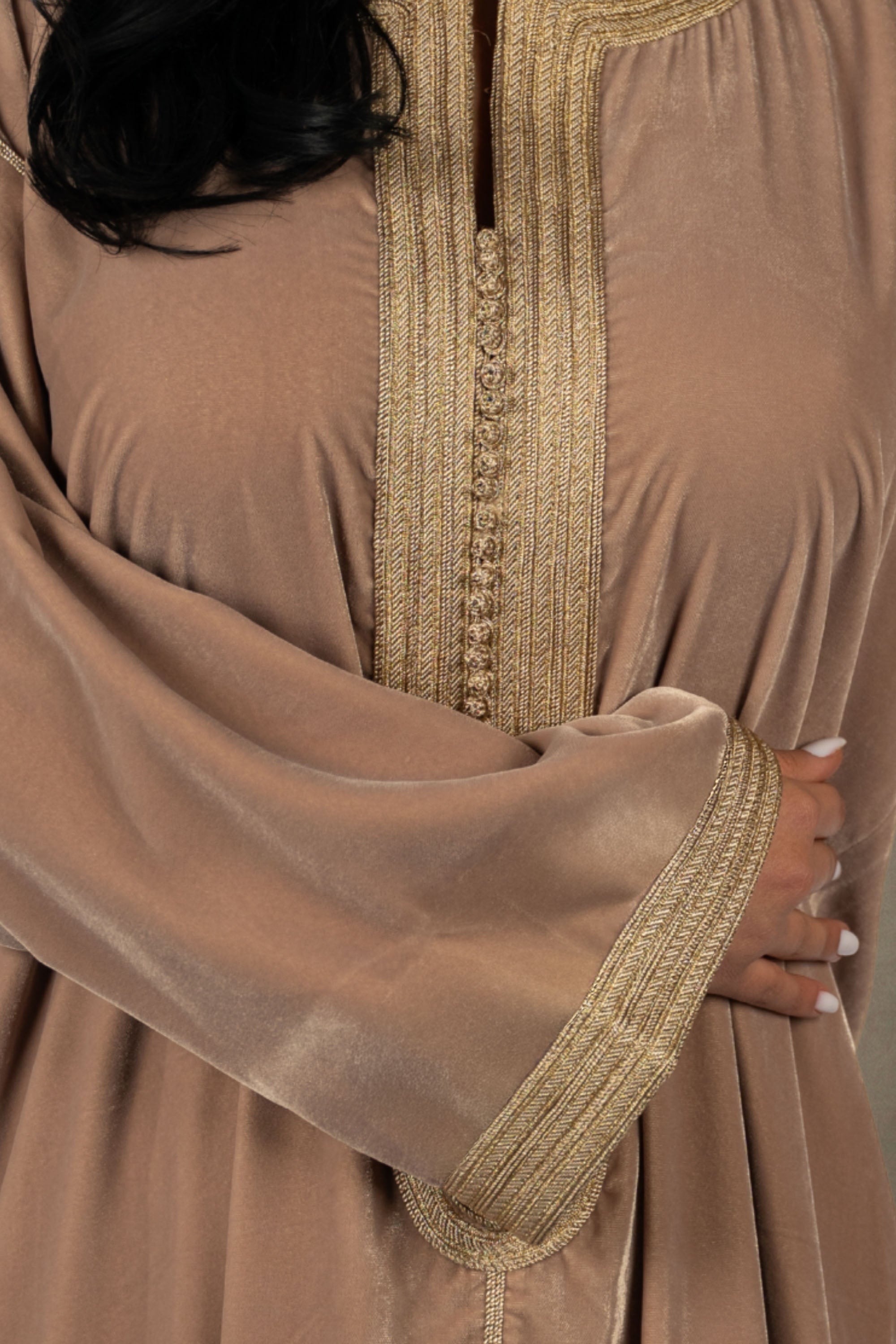 Sand Beige Velvet Caftan