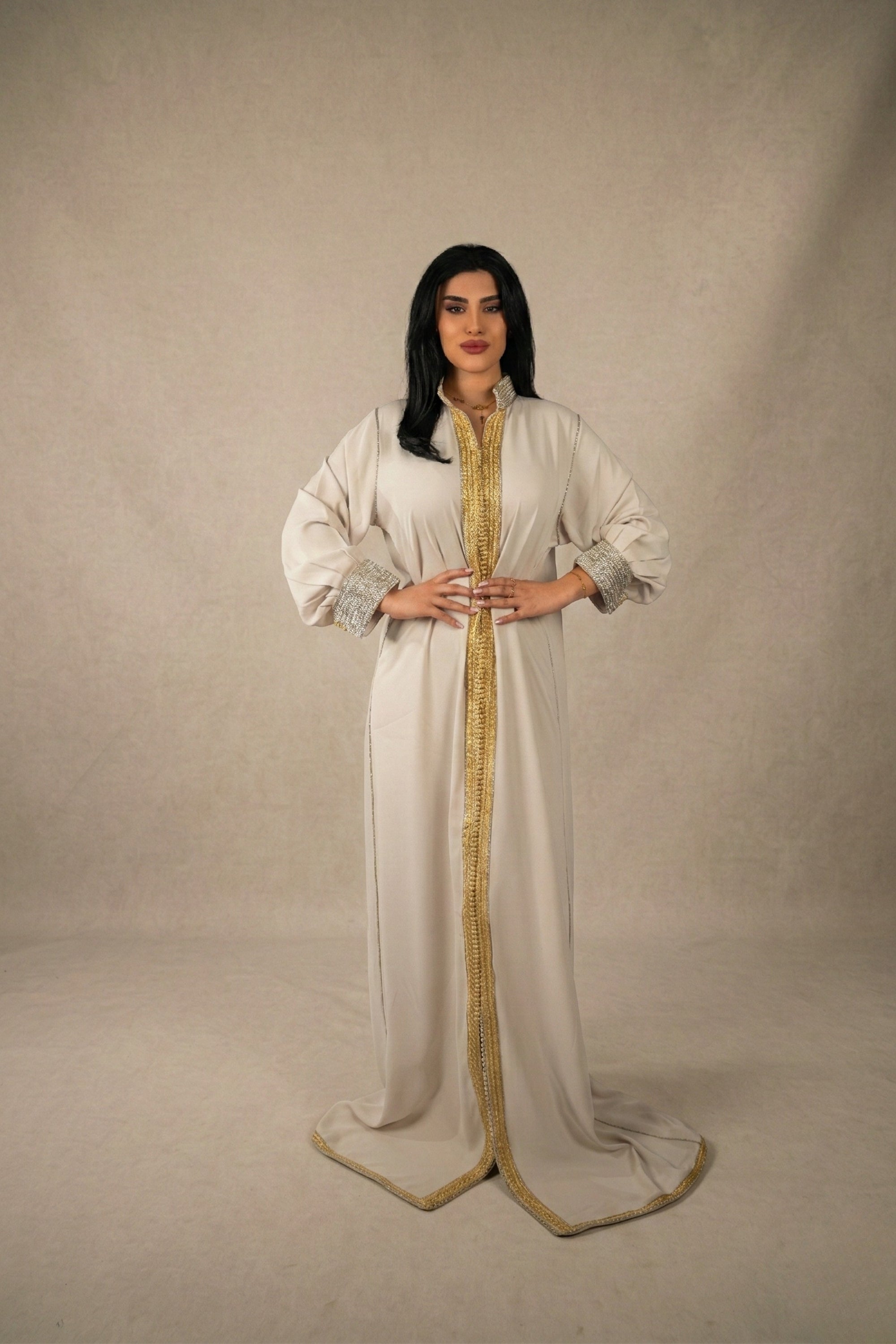 Timeless Silver & Gold Embroidered Caftan